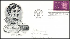 US 1236 Eleanor Roosevelt Artmaster Pencil FDC