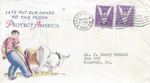 31 May 1943 WW II Patriotic Cover, Let's Put Our Hands..., Minkus #4633