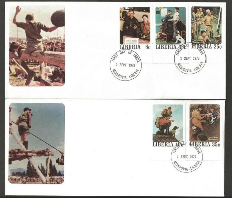 1979 Liberia Rockwell Imperforate Boy Scout set 50 on 20 FDC