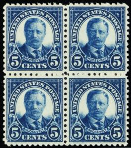 557, Mint 5¢ VF/XF NH Block of Four Stamps Cat $140.00 - Stuart Katz