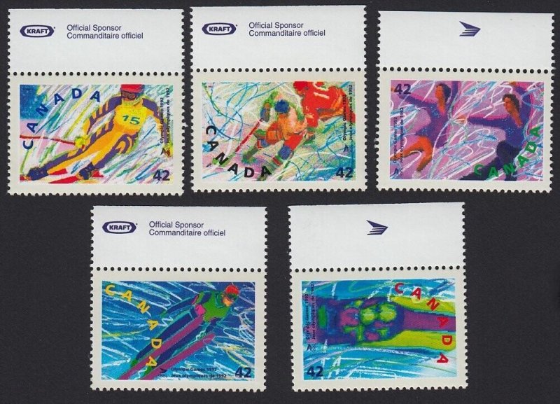 WINTER OLYMPICS, FRANCE * Canada 1992 #1399-1403 MNH set of 5 w/MARGINS