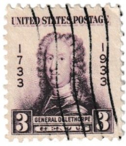 SC# 726 - (3c) - General Oglethorpe, USED Single