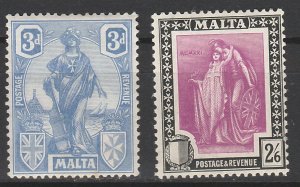 MALTA 1922 FIGURE 3D AND 2/6  