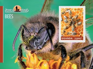 UGANDA - 2014 - Bees - Perf Souv Sheet - Mint Never Hinged