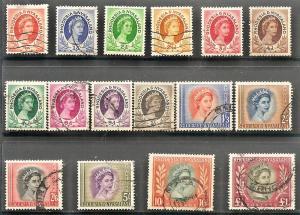 Rhodesia & Nyasaland 141-55 Used 1954-6 QEII Defin CV $56.80