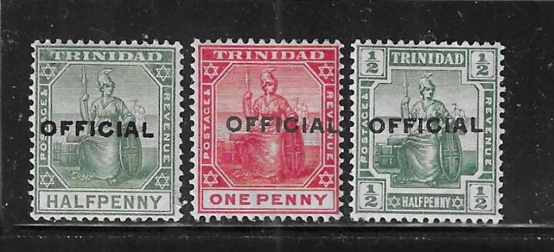 TRINIDAD SCOTT O8-O10 1909-10 OFFICIAL OVERPRINTS- MINT HINGED