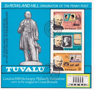 SA17c Tuvalu 1979 100th years of Death of Sir Rowland Hill used Souvenir Sheet