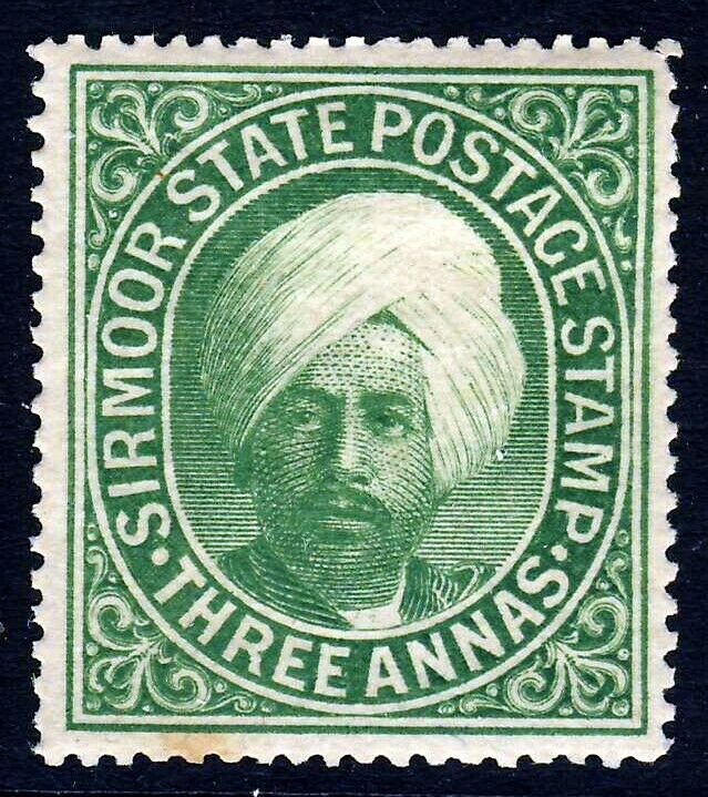 SIRMOOR INDIA 1899 3 Annas Raja Shamsher Parkash SG 30 MINT