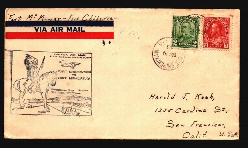 Canada 1929 FFC Ft McMurray to Ft Chipewvan - Z17427