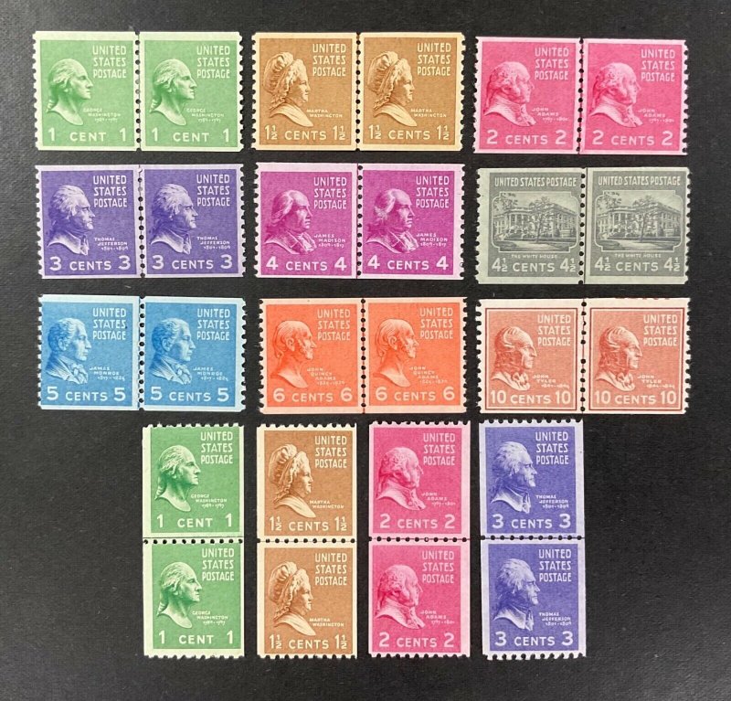 UNITED STATES #839-851, 1939 set of 13 Line Pairs. F/VF, MNH. CV $33.90.