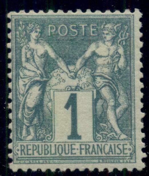 FRANCE #64, 1c green, og, hinged, F/VF, Scott $125.00