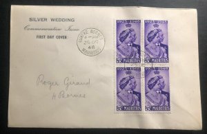 1948 Bornes Mauritius first day cover KGVI King George 6 Royal Silver Wedding