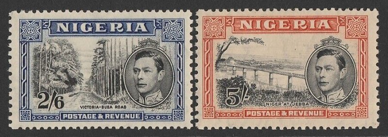 NIGERIA 1938 KGVI Pic 2/6 & 5/- perf 13x11½. SG 58-59 cat £170.