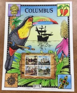 BEVIL Hand Painted  1992  2620-23 FDC 1st Voyage of Columbus block LEd. 47/125