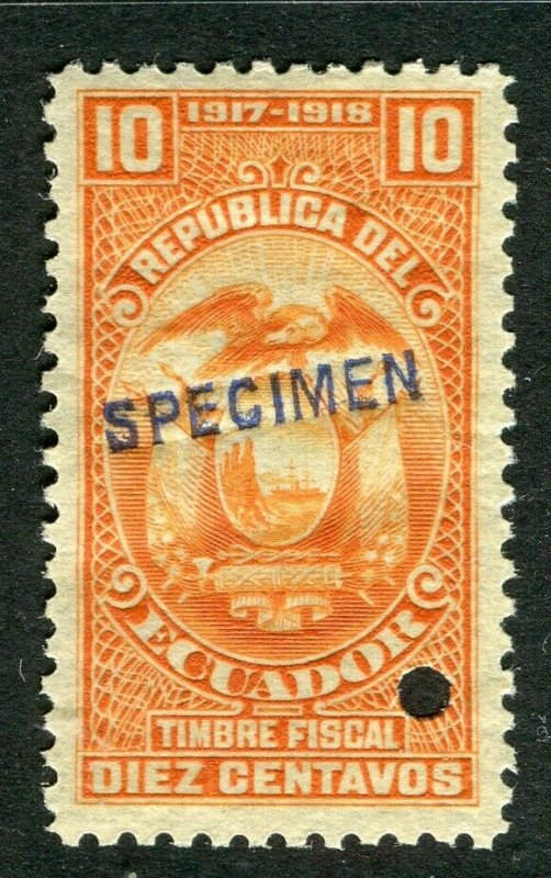 ECUADOR; Early 1917 fine Fiscal issue Mint MNH unmounted SPECIMEN 10c. 