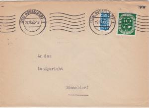 Germany 1953 Dusseldorf Cancel Obligatory Tax Aid for Berlin Stamps CoverRf27317