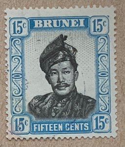 Brunei 1952 15c Sultan, used. Scott 91,  CV $0.25.   SG 108