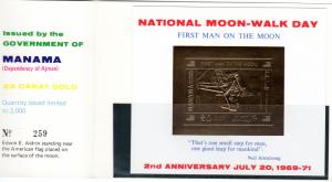 Manama 1971 Mi#Bl125 Anniversary of Apollo 11 Gold SS Imperf.Booklet