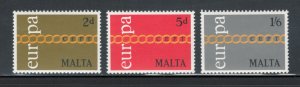 Malta 1971 Europa Omnibus Issue Scott # 425 - 427 MNH