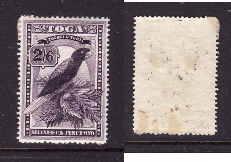 Tonga-Sc#51-unused-2sh6p dk vio-Birds-Parrot-some album page adhesion on b