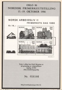 Norway 1986 Paper Industry OSLO 86 Stamp Show souvenir sheet