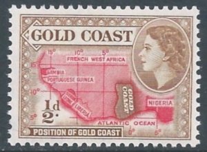 Gold Coast #148 NH 1/2p Queen Elizabeth Defin. - Map