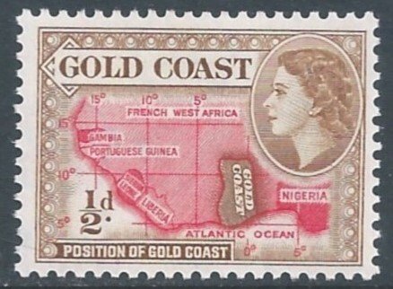 Gold Coast #148 NH 1/2p Queen Elizabeth Defin. - Map