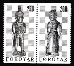 Faroe Is. 19th Century Chess pieces 2v pair 1983 MNH SC#94b pair SG#81-82