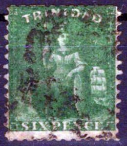 Trinidad 41 used perf 12, Thick paper, short perfs top CV $100 ZAYIX 0324S0017