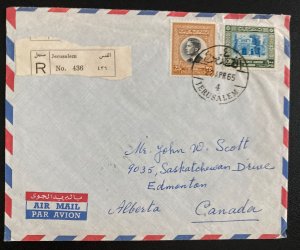 1965 Jerusalem TransJordan Christian Quarter Airmail Cover To Alberta Canada