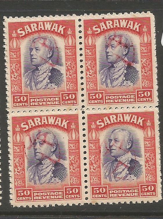 Sarawak Jap Oc 50c Block of 4 Revenue MNH (4cnl)