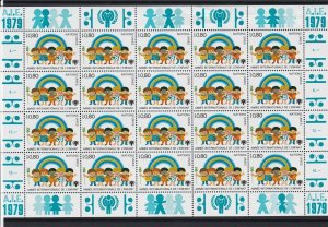 United Nations 1979 Save the Children Blue Mint Never Hinged Stamps Sheet R18430