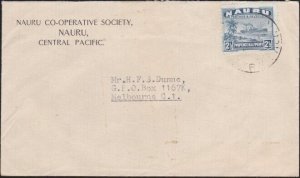 NAURU 1937 2½d freighter on commercial cover to Melbourne..................B3530