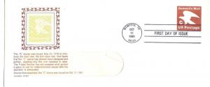 U594 'C' Domestic Mail embossed #10 window, Stamped Envelope Carrollton FDC