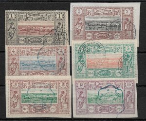 Somali Coast 1894, Very Nice Lot, Scott # 6/12, VF Used, Nicely Cancelled