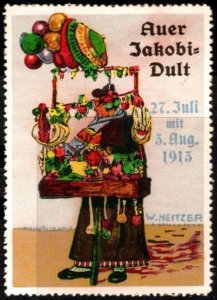 1913 Germany Poster Stamp Auer Jakobi-Dult Folk Festival July 27 to August 3