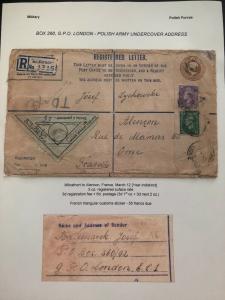 1941 Polish Army Undercover Address England Censored Cover To France Postage Due