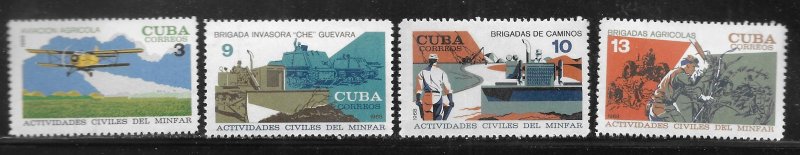 Cuba 1374-1377 Civilian Activities of Air Force set MNH