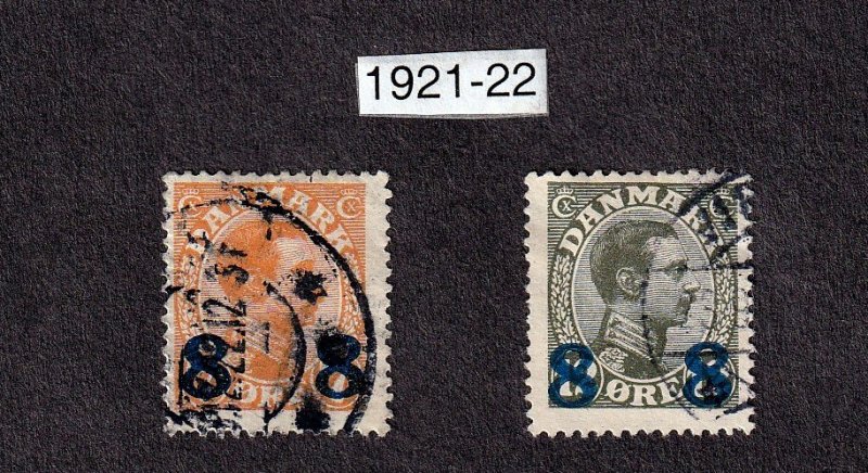 Denmark 1921-22 -  King Christian  - VF-Used ovpt  #161-162