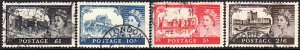 1959 UK GB Great Britain QE castle Used set (4) wmk 322 Sc# 371 / 374 CV $8.90