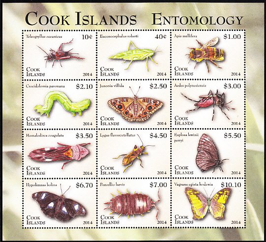 Cook Islands 2014 MNH Sc #1503 Sheet of 12 Insects