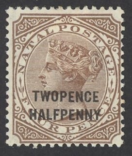 Natal Sc# 77 MH 1891 2½p on 4p Queen Victoria