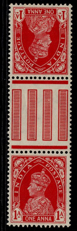 INDIA GVI SG250a, 1a carmine VERT PAIR, M MINT.