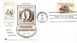 1934 Frederick Remington – Oklahoma City Stamp Club Cachet