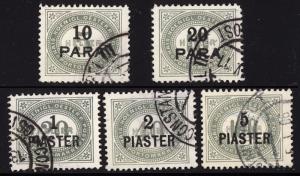 Austria Turkey 1902  Scott #J1-5 used (CV 52.00)