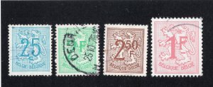 Belgium 1951-75 25c to 1fr Lion, Scott 411, 421-422, 431 used, value = $1.00