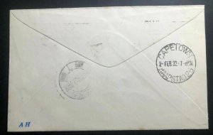 1932 Nairobi Kenya KUT First Flight Cover FFC To Cape Town South Africa