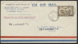 1931 Edmonton to Fort McPherson Cover, JUNE 2, Herschel Island JUL 23, Unlisted