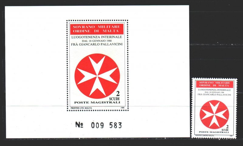 Order of Malta. 1988. 281, bl24. Coat of arms of the Order of Malta. MNH.