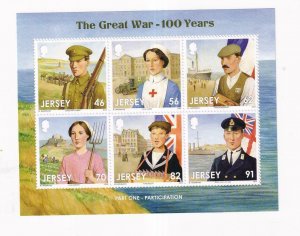 JERSEY THE GREAT WAR 100-YEARS S/SHEET MNH PO FRESH